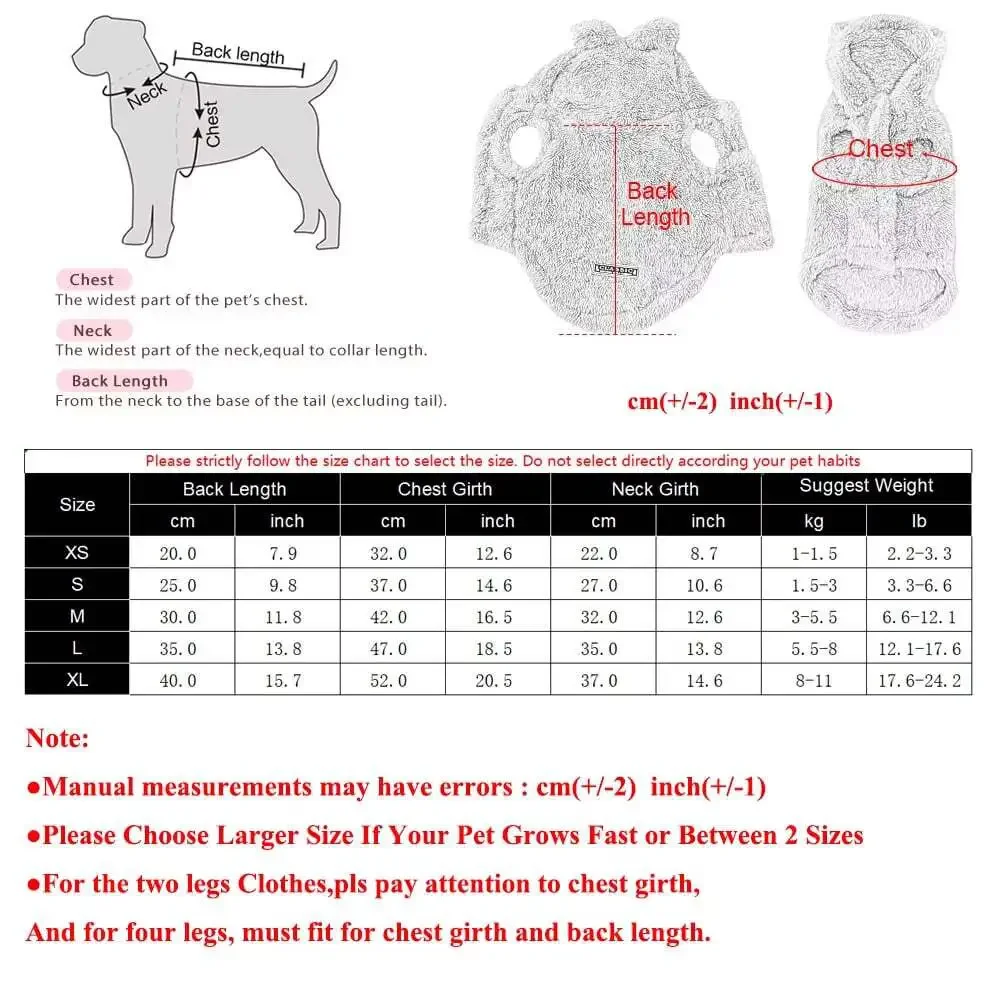 Soft Fleece Pet Dog Clothes Cute Hoodie Coat for Small Medium Dogs Cats Autumn W